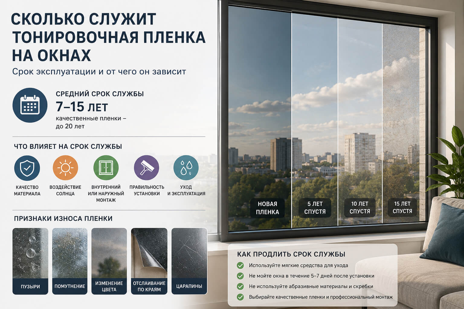 срок службы тонировочных пленок
